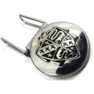 Vintage Silver Tone Crest Money Clip Men Wallet ID Credit Card Holder